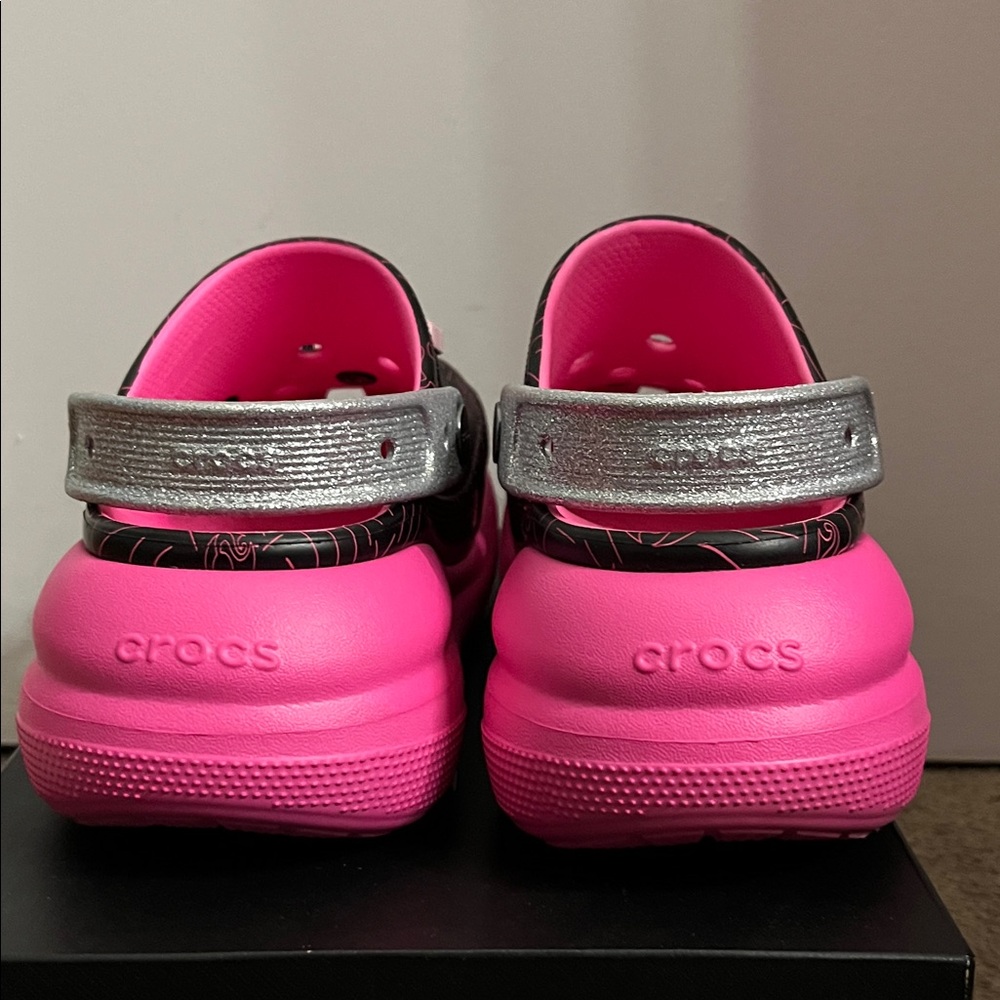 CROCS Barbie Pink and Silver classic crush clogs - Picture 2 of 5